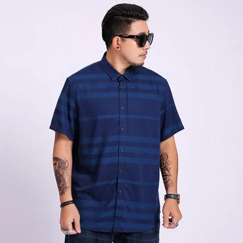 

2019 Summer New Men's Shirt Large Size Male Fashion Casual striped Short Sleeve Shirt Brand Men's Clothing 5XL 6XL 7XL 8XL