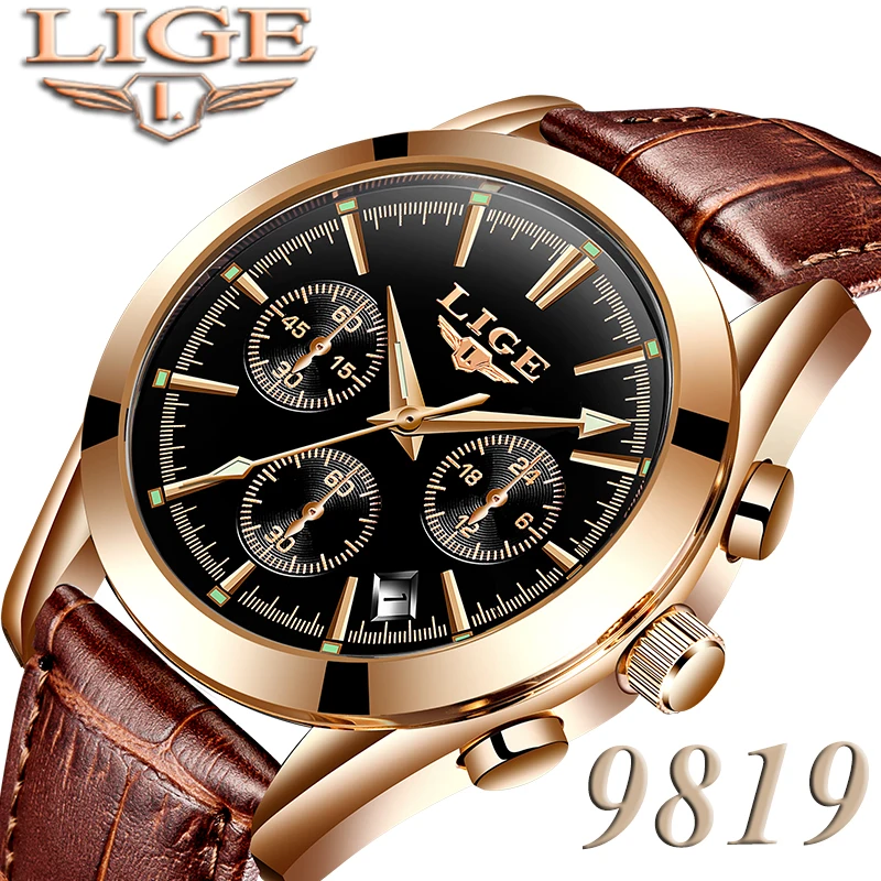 

LIGE New Mens Watches Top Luxury Brand Waterproof Sport Chronograph Luminous Automatic Week Dispaly Quartz Clock Reloj Hombre