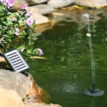 

Solar Panel Water Fountain 1.5W Solar Panel Submersible Brushless Water Pump Kit with LED Light 18650 Battery Garden Decor