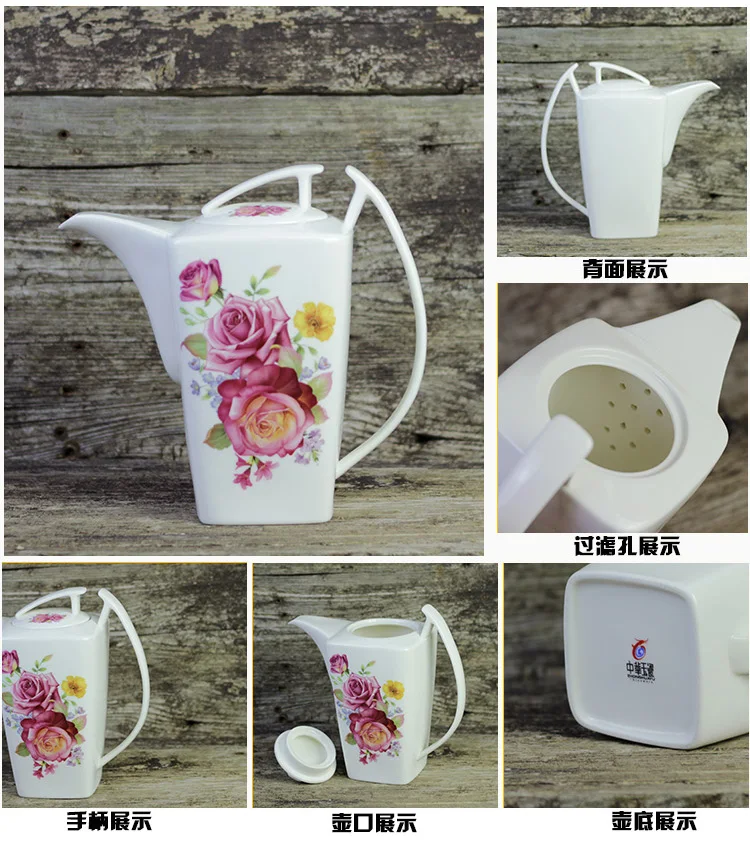 Fashion British Bone China Coffee Pot European Style Afternoon Tea Teaset Ceramic Teapot Coffee Pot Flower Tea Pot Porcelain Pot