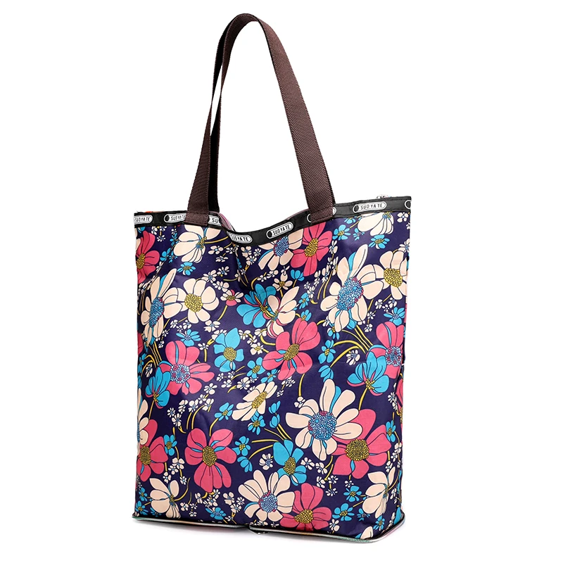 2019 Fashion Floral Shopping Bag Eco-friendly Folding Portable Shoulder bag Reusable Handbag large capacity Travel Grocery Bags