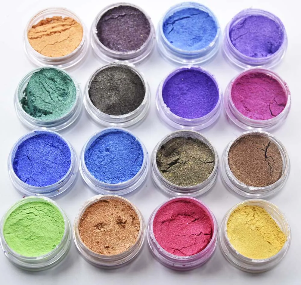 

16jars/Set 16colors Mica Powder Kit - Cosmic Shimmer Mica Powder Sparkly Decoration for eye shadow, Paper Crafts, Nail Art etc