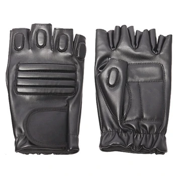 

Men'S Outdoor Exercise Sport Mens Half Finger Leather Glove Leather Black Cycling Gloves