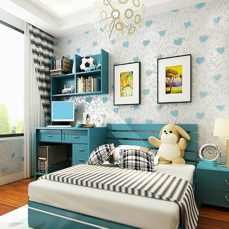 Sweet Cartoon 3d Embossed Heart Pattern Wallpaper Kids Rooms Pink Girl Bedroom Decor Wallpapers Self Adhesive Wall Paper EZ050