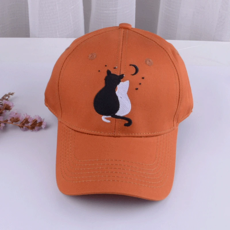  baseball cap men women mens baseball cap men black cap dad hat embroidery two cat  gorras de animales animal cap (4)
