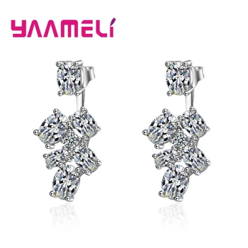 

White Crystal Column 925 Sterling Silver Stud Earrings Female Romantic Association Surprise Birthday Gift Adult Ceremony