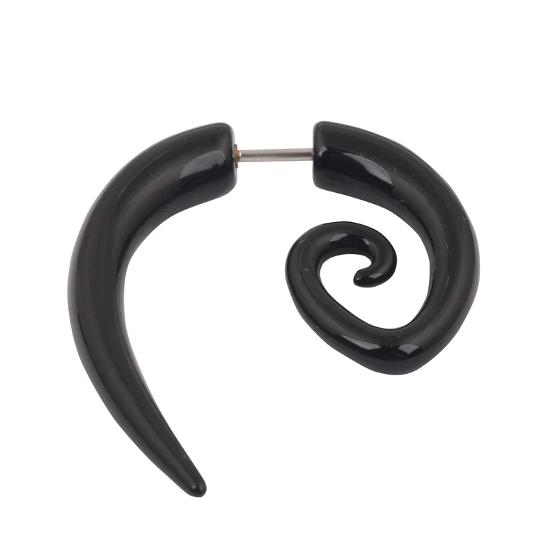 2017 New Free Shipping Black Spiral Fake Ear Plug Flesh Plugs cheater Tapers UV Acrylic Fashion Ear Piercing Body Jewelry