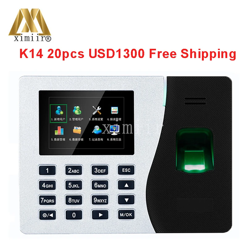 

20pcs K14 ZK New arrived Cheap Price TCP/IP Biometric Fingerprint Time Attendance Recorder