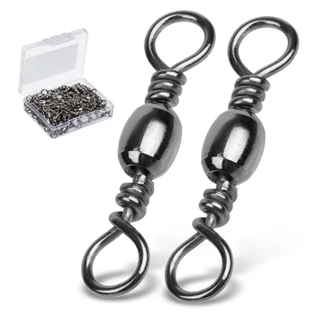 

DONQL 50pcs/100pcs Swivels Rolling Fishing Hook Connector Stainless Steel Bearing Solid Ring Fishhook Lure Connector Fish Tackle