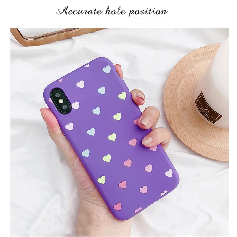 Lovebay фиолетовый чехол для телефона для Iphone XS Max XR X 7 6 6S 8 Plus Love Heart shape Lucky с принтом мягкий чехол-накладка