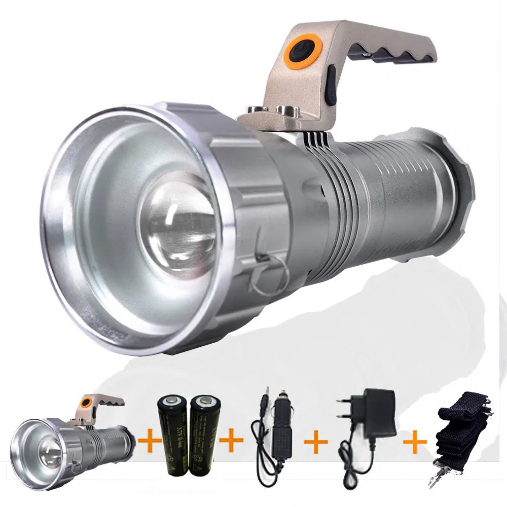 

2300LM Searchlight 3-modes Handheld XM-L T6 Zoomable Rechargeable LED Portable Spotlight 18650 Flashlight Torch Lamp