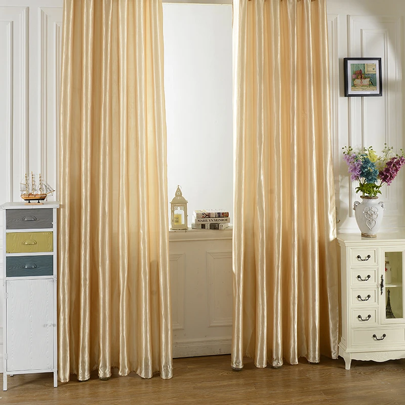 Hot Sale 100 x 200cm Rod Pocket Top Solid Color Satin Curtain Panel Window Curtains40 - Цвет: no12