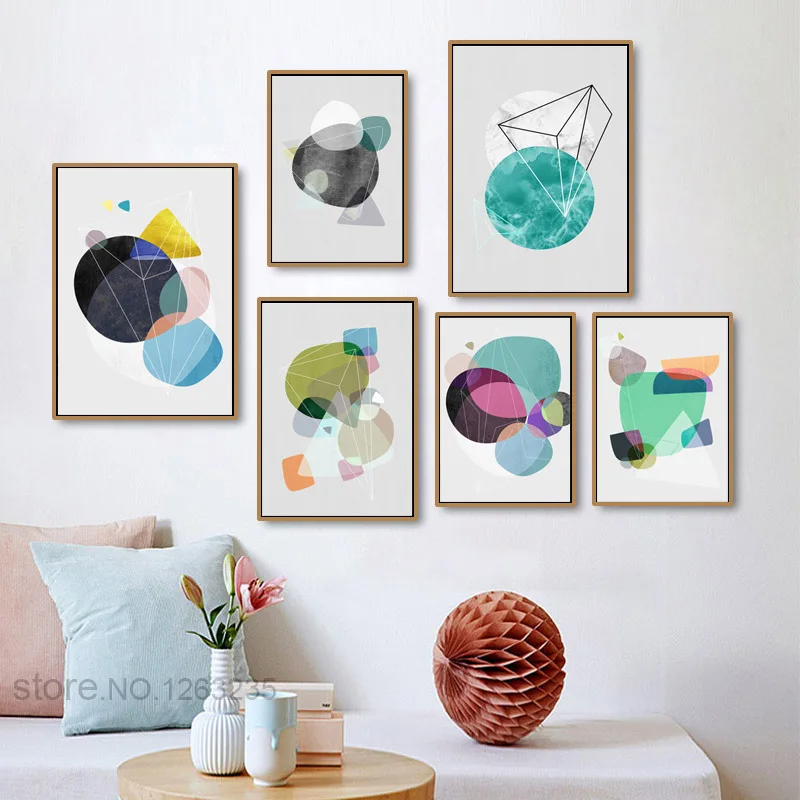 

Cuadros Geometry Abastract Print Wall Art Canvas Painting Circle Nordic Poster Picture Wall Pictures For Living Room Unframed