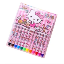 12 pcs/set Creative novel Hello KT 12 color painting watercolor pen Girl Cartoon Painting pen set Kids gift