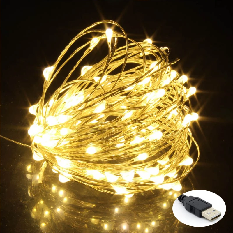 10xString огни 5 в Питание от USB 10 м 100LED 5 м 50LED гирлянда Рождественские огни luminariaоткрытый festivalwedingpartydecoration