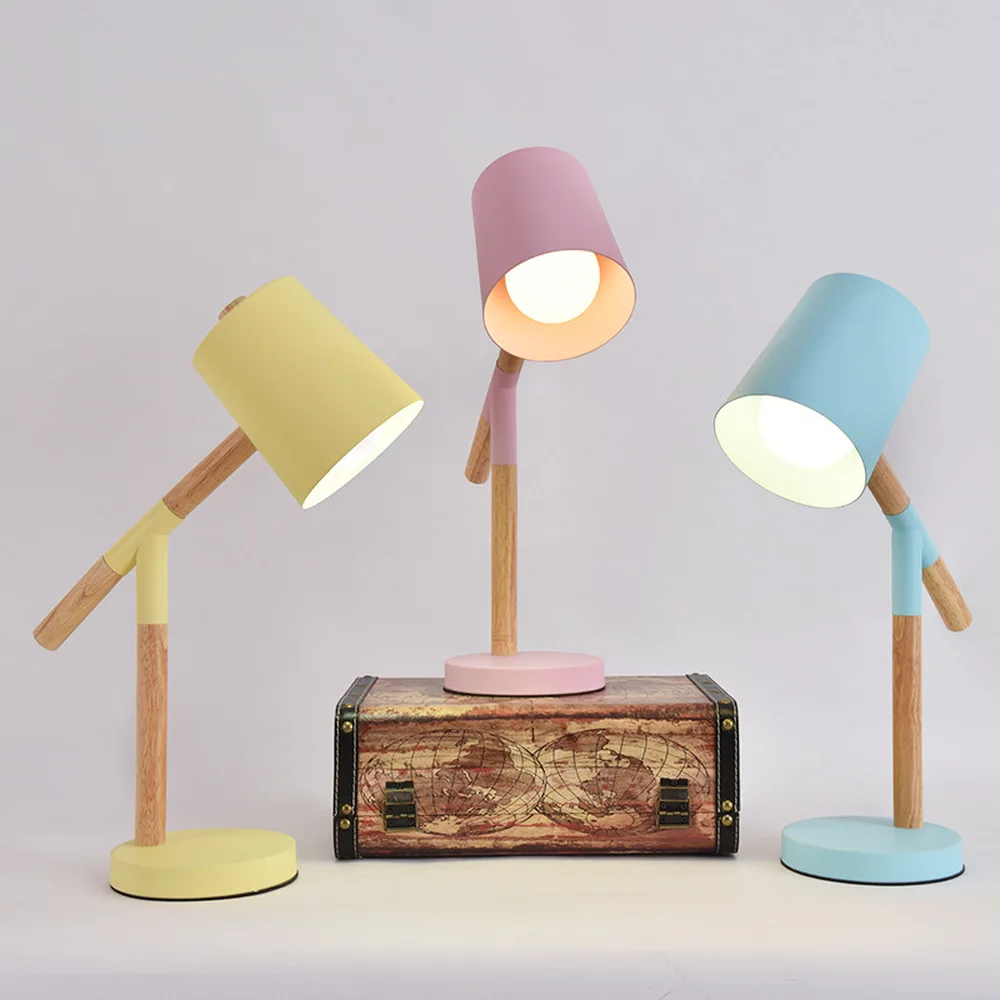 

Log desk lamp nordic macaroon bedroom creative reading desk art eye protection led children's net red light LU8211730