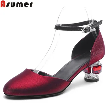 

ASUMER 2020 new pumps women shoes square toe shallow high heels shoes women crystal ladies shoes sexy prom wedding shoes women