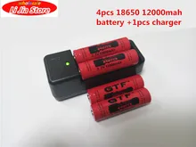 4 pcs 18650 3.7 v 12000 mah Rechargeable Li-ion Batterie Haute Capacité + 1 pcs Chargeur pour Led lampe de Poche