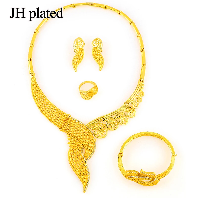

JHplated Women Jewelry Set Necklace and Earrings Ethiopian Wedding Jewelry Sets Gold Turkish Jewelry