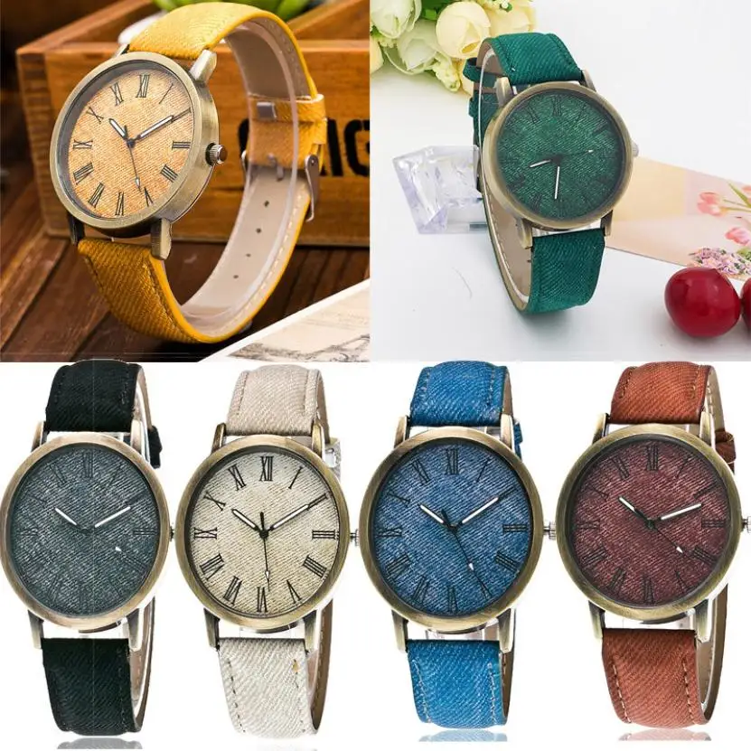 

On Salling! Delicate Fashion Unisex Lover's Denim Strap Analog Quartz Wrist Watch Luxury Business Vintage Watches xfcs Horloges