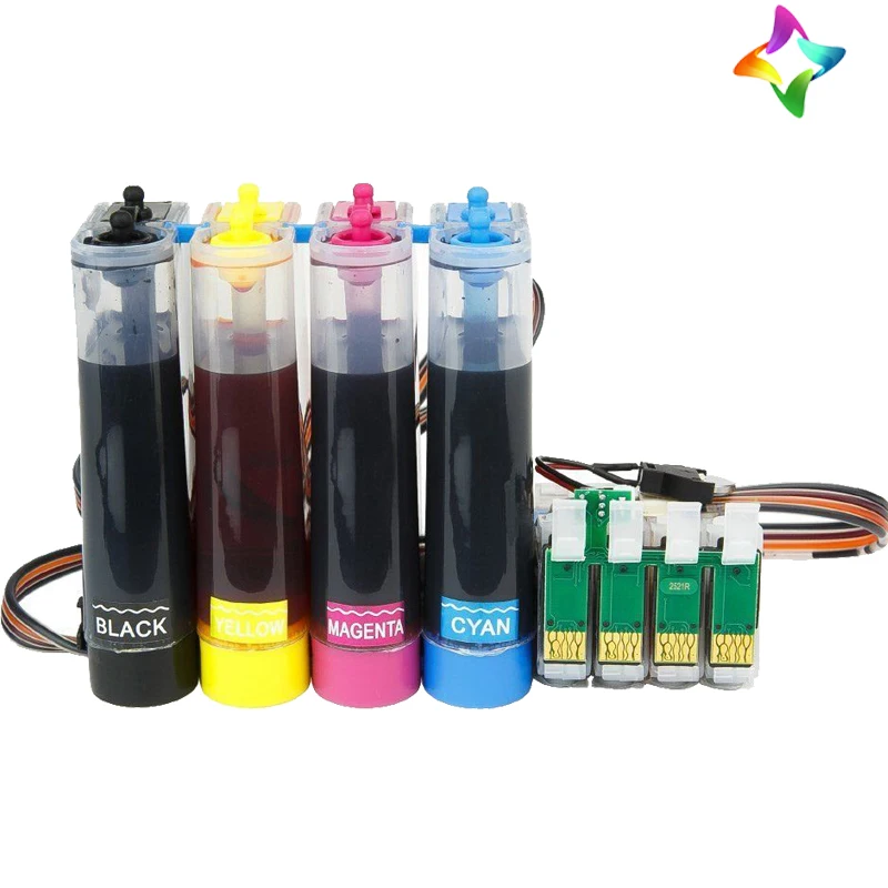 

hisaint Dye Based ink 1each if Black Cyan Magenta YellowCiss refillable System for EPSON XP-225 XP-325 XP425 XP422 XP312 XP322