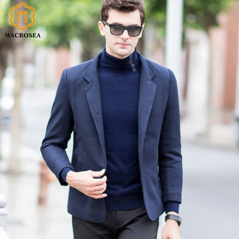 

MACROSEA Men's High Quality Winter Jackets Mandarin Collar Men's Woolen Over Coat Fashion Design Men's Casual Trench Coat
