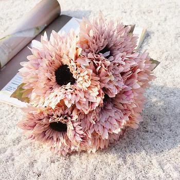 

Handmade multi-layer sunflower bouquet gerbera artificial flowers home decoration wedding photography silk hand flowers flores