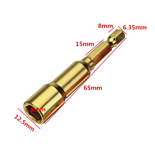 Effetool 5pcs Hex Magnetic Nut Setters 65mm Sleeve Adapter Screw Nut Drill Bit Wrench Socket Adapter
