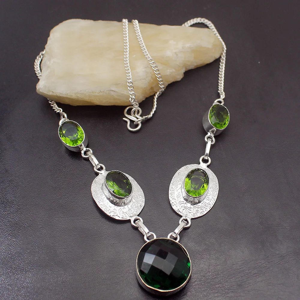 

Green Peridot TopazNew Hot 925 Sterling Silver Chain Necklace 19.5 inch NY481 Hermosa 925 Silver Women Jewelry Unique Charms
