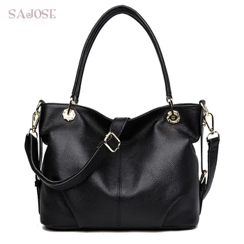 

Women's 100% Genuine Leather Casual Tote Bag Female High Quality Handbags Fashion Designer Bags Lady Shoulder Bag Bolsa Feminina