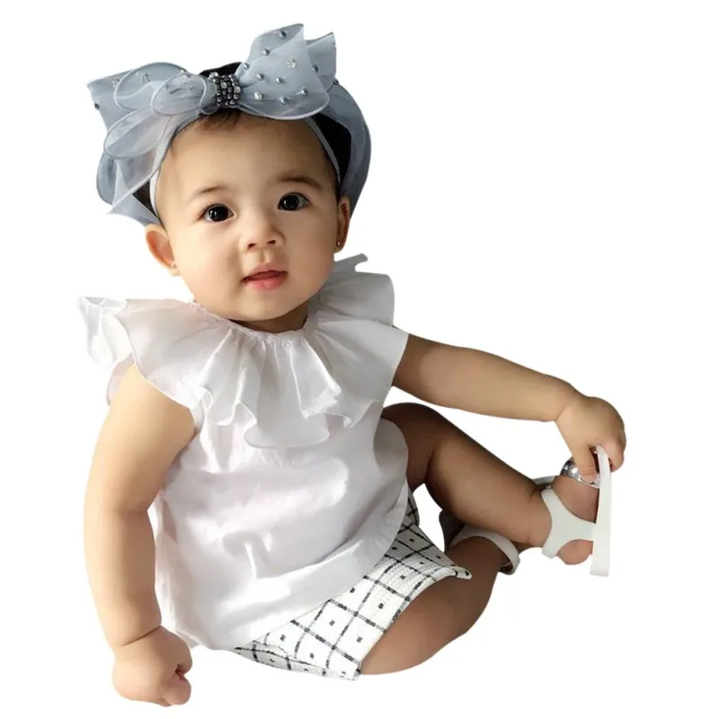 Toddlers Baby Kids Girl Ruffled T shirt Summer White Sleeveless Cotton Kids Tops 6M 24Min Tees