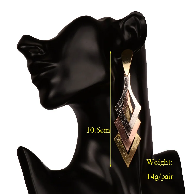 10 см длинные серьги для женщин большие серьги с кисточками Висячие триколор серебро медь золото тон геометрические модные ювелирные изделия - Окраска металла: 2559