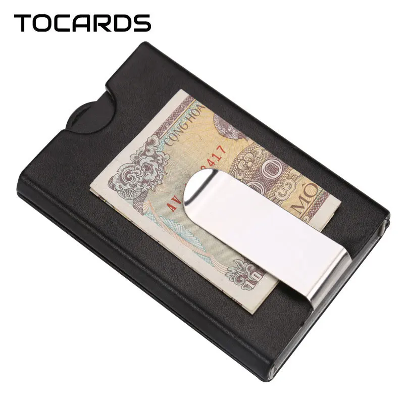 

2018 New Pull UP Credit ID Card Holder with Money Dollar Clip Fashion Thin Mini Alloy Cardholder Slim Wallet Purse for Men