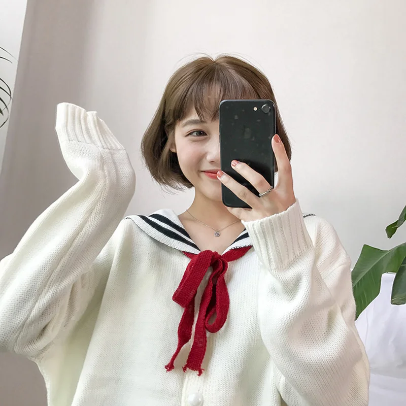 2018 New Japanese Style Cute Lace up Sailor Collar Women