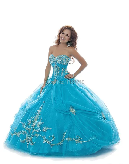 Debutant 2015 New Ball Gown Quinceanera Dresses Crystals Beaded Long
