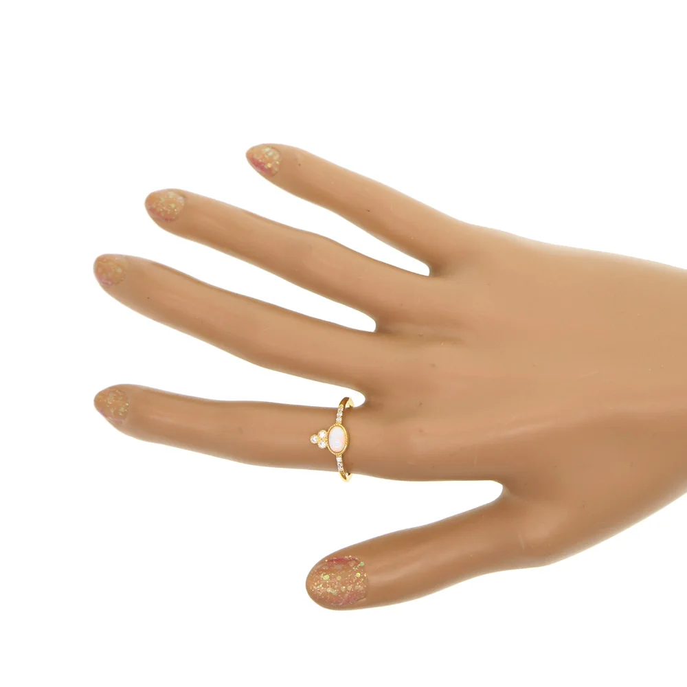 Овальный огненный опал cz золотого цвета кольцо свадебный подарок для женщин ювелирные изделия кольцо Размер 5 6 7 Изысканный тонкий Простой миди кольцо