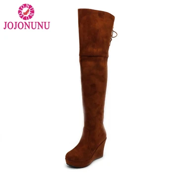 

FITWEE Women Over Knee Boots Plush Fur High Heels Winter Shoes Women Platform Zipper Long Warm Boots Footwear Size 34-43