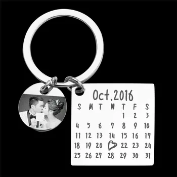 

Personalized Custom Stainless Steel Square Calendar and Custom Picture Keychain One and Only For Yourself Or Gift For Friend