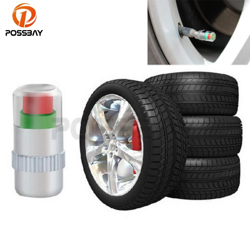 

POSSBAY 4Pcs Car Tyre Tire Pressure Gauge Monitor Indicator Cap Sensor Wheel Cover Auto Motorcycle Bycilce Wheel Accessories