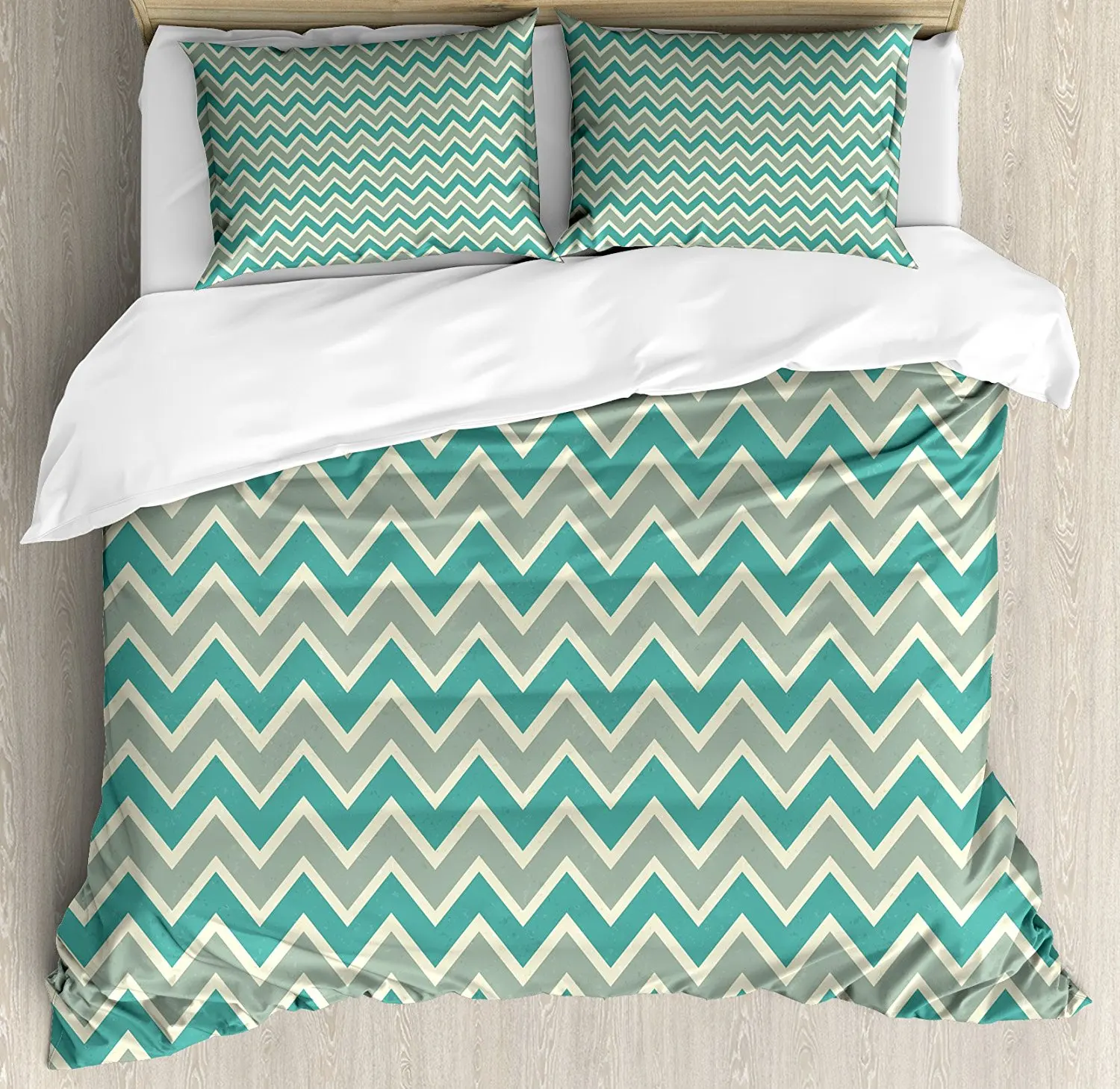 Chevron Duvet Cover Set Zigzag Stripes Pattern Angular Design