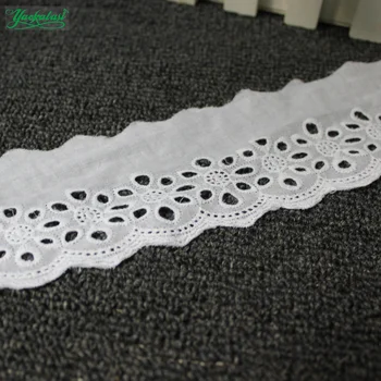 

YACKALASI 14 Yds/Lot Cotton Eyelet Embroidery Lace White black Cotton lace Trims Sewing Apparel Appliqued 7cm