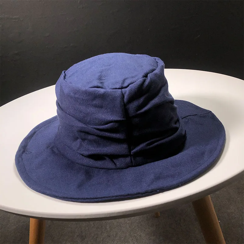 Летние однотонные цвет хлопок и лен большой для женщин мужчин Рыбацкая шляпа Корейская версия средство для защиты от солнца Панама шапочки
