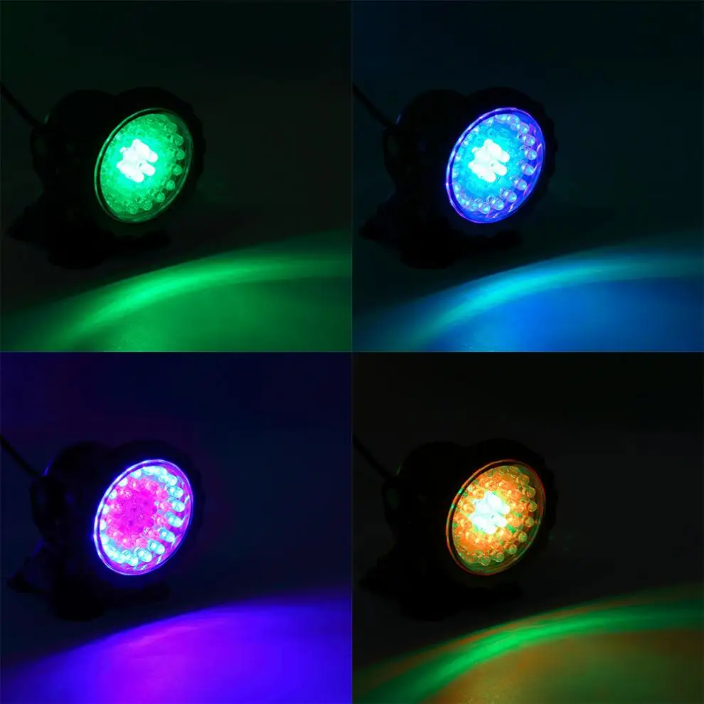 4 Lights 36 LEDs Color Landscaping Spotlights Water Grass Fill Light with Remote Control 16 Colors for Aquarium Fish Tank Pool