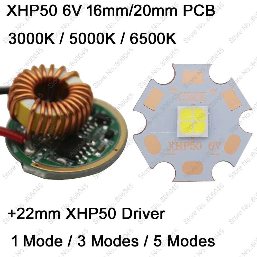 Светодиодный излучатель Cree XHP50 6 в 6500 К холодный белый 4500 к нейтральный 3000 теплый +