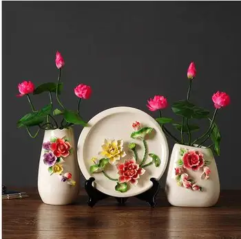 

Creative ceramic vases, delicate flowers on vases, home desk decoration accessories