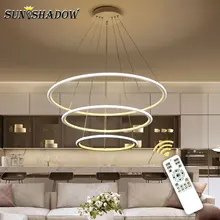 Круглый светодиодный подвесной светильник с 3 кольцами для дома, гостиной, кухни, столовой, кофейной лампы, простой светодиодный подвесной светильник