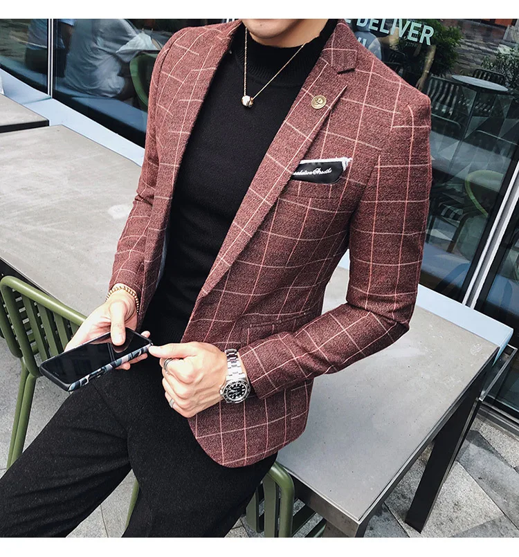 Autumn And Winter, The New British Little Suit, Male Korean Edition, Body Repair, Western Style Coat, Men's Fashion Trend
