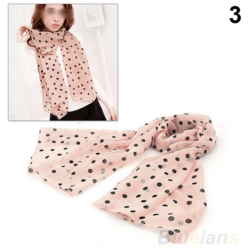 Модный женский шифоновый длинный шарф в горошек 5 видов цветов 0JDV|long scarf shawl|scarf