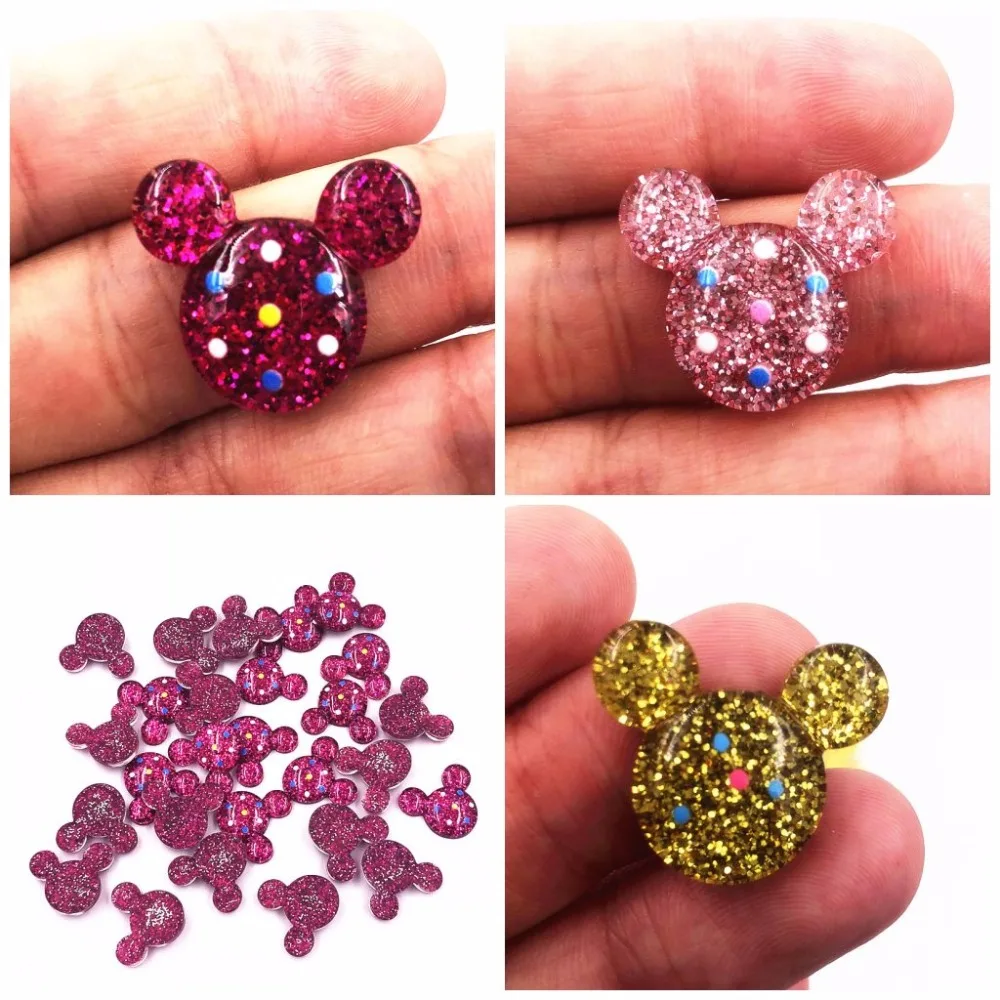 

20PCS Mickey Cartoon Resin Flat back For DIY Crafts Phone Case Gillter Scrapbooking figure ornaments girls Charms small size