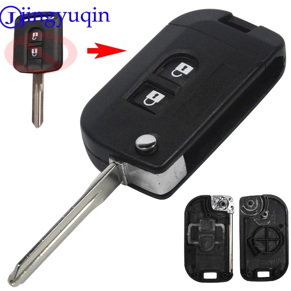 

jingyuqin 2B Folding Remote Car Key Shell Case Fob Cover For Nissan Qashqai primera Micra Navara Almera